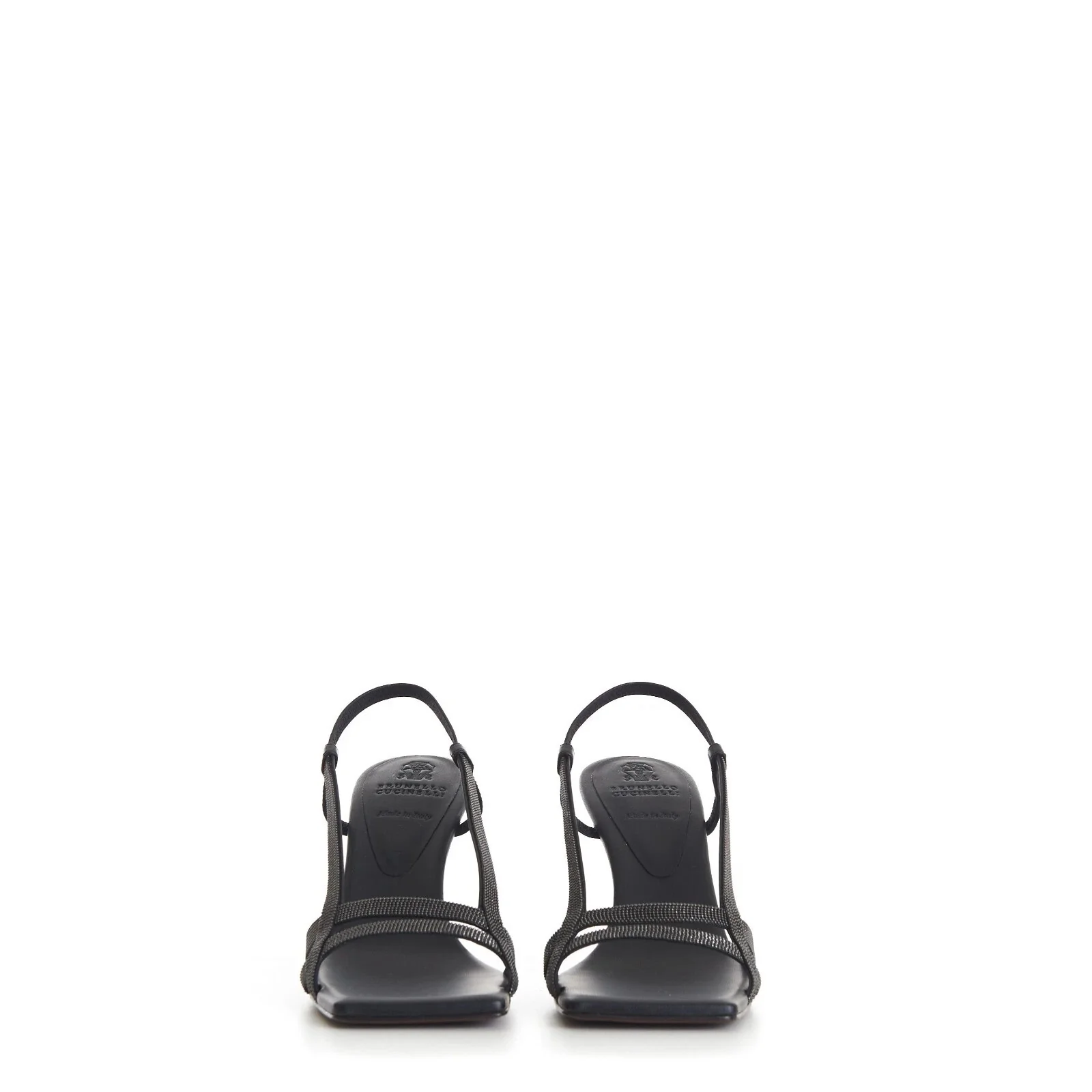 BRUNELLO CUCINELLI WOMEN'S BLACK LEATHER OPEN-TOE SANDALS - Image 3