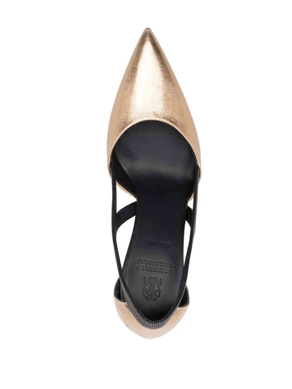 BRUNELLO CUCINELLI WOMEN'S DARK GOLD POINTED TOE FLATS