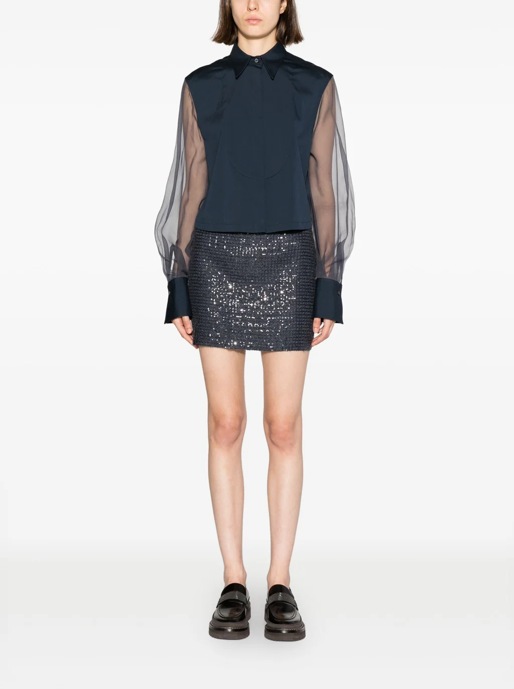 BRUNELLO CUCINELLI WOMEN'S DARK GREY SEQUIN MINI SKIRT - Image 3
