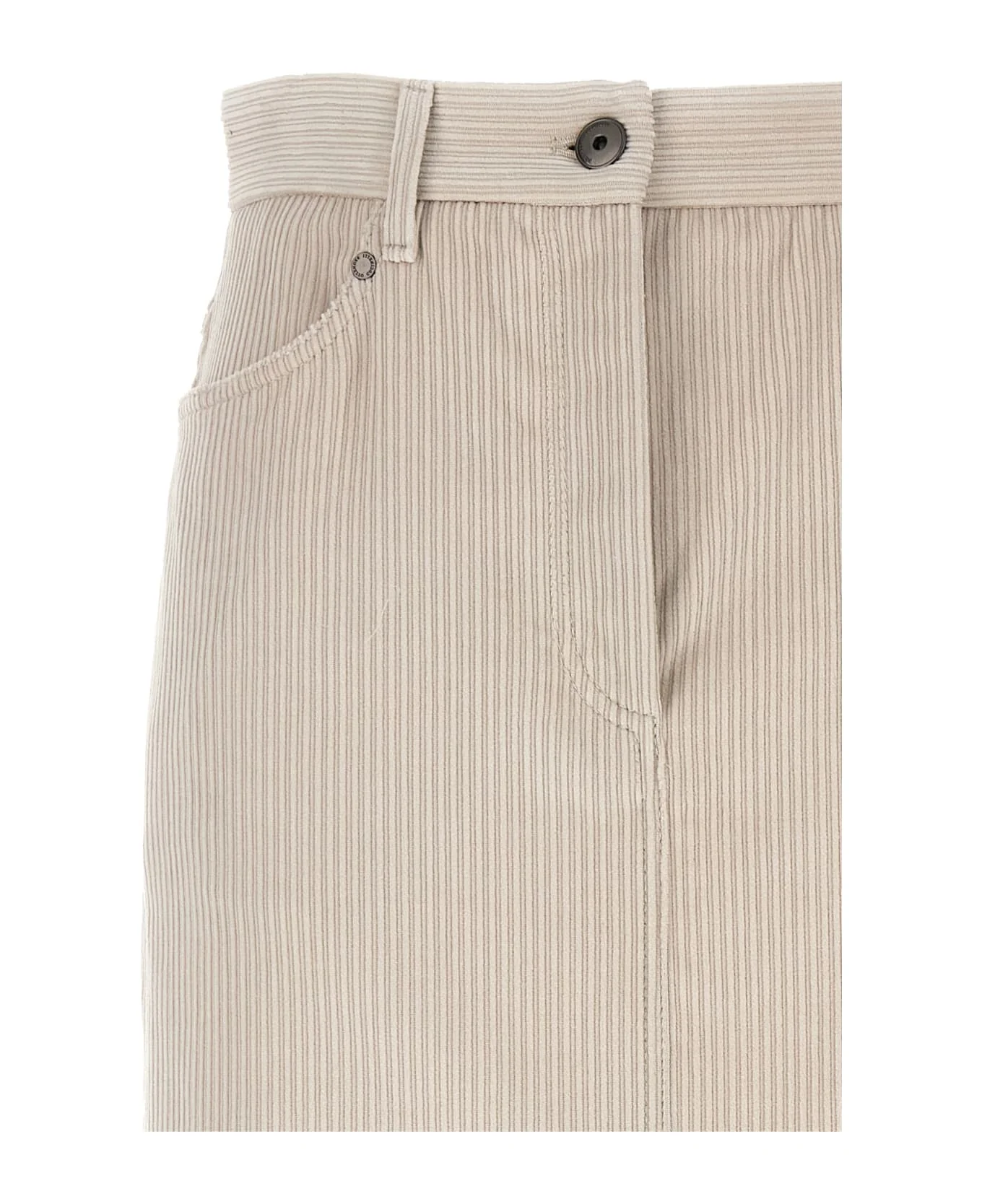 BRUNELLO CUCINELLI WOMEN'S LATTE PINSTRIPE MIDI SKIRT - Image 3