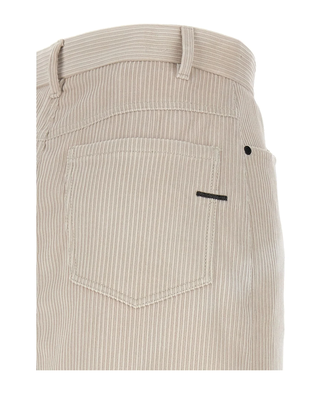 BRUNELLO CUCINELLI WOMEN'S LATTE PINSTRIPE MIDI SKIRT - Image 4