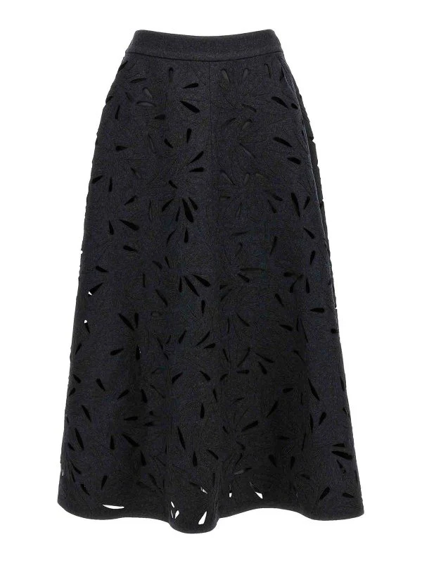 BRUNELLO CUCINELLI WOMEN'S DARK GREY VIRGIN WOOL MIDI SKIRT