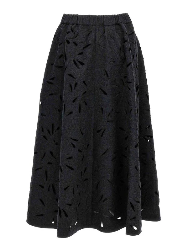 BRUNELLO CUCINELLI WOMEN'S DARK GREY VIRGIN WOOL MIDI SKIRT - Image 2