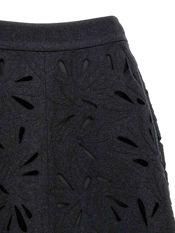 BRUNELLO CUCINELLI WOMEN'S DARK GREY VIRGIN WOOL MIDI SKIRT - Image 3