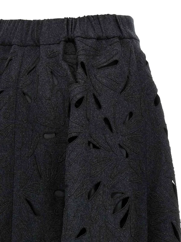 BRUNELLO CUCINELLI WOMEN'S DARK GREY VIRGIN WOOL MIDI SKIRT - Image 4