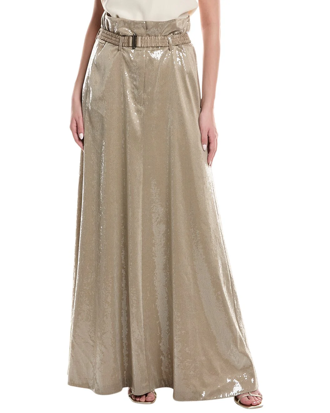 BRUNELLO CUCINELLI WOMEN'S BEIGE SEQUIN MAXI SKIRT