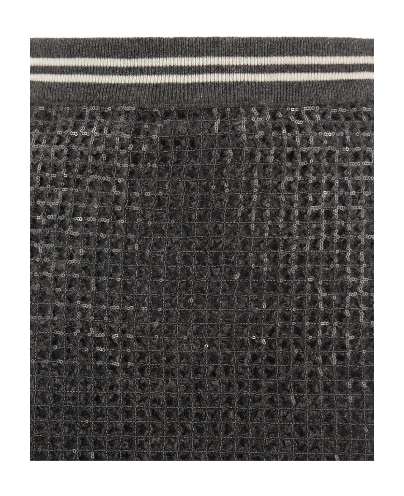 BRUNELLO CUCINELLI WOMEN'S DARK GREY TEXTURED MIDI SKIRT - Image 4