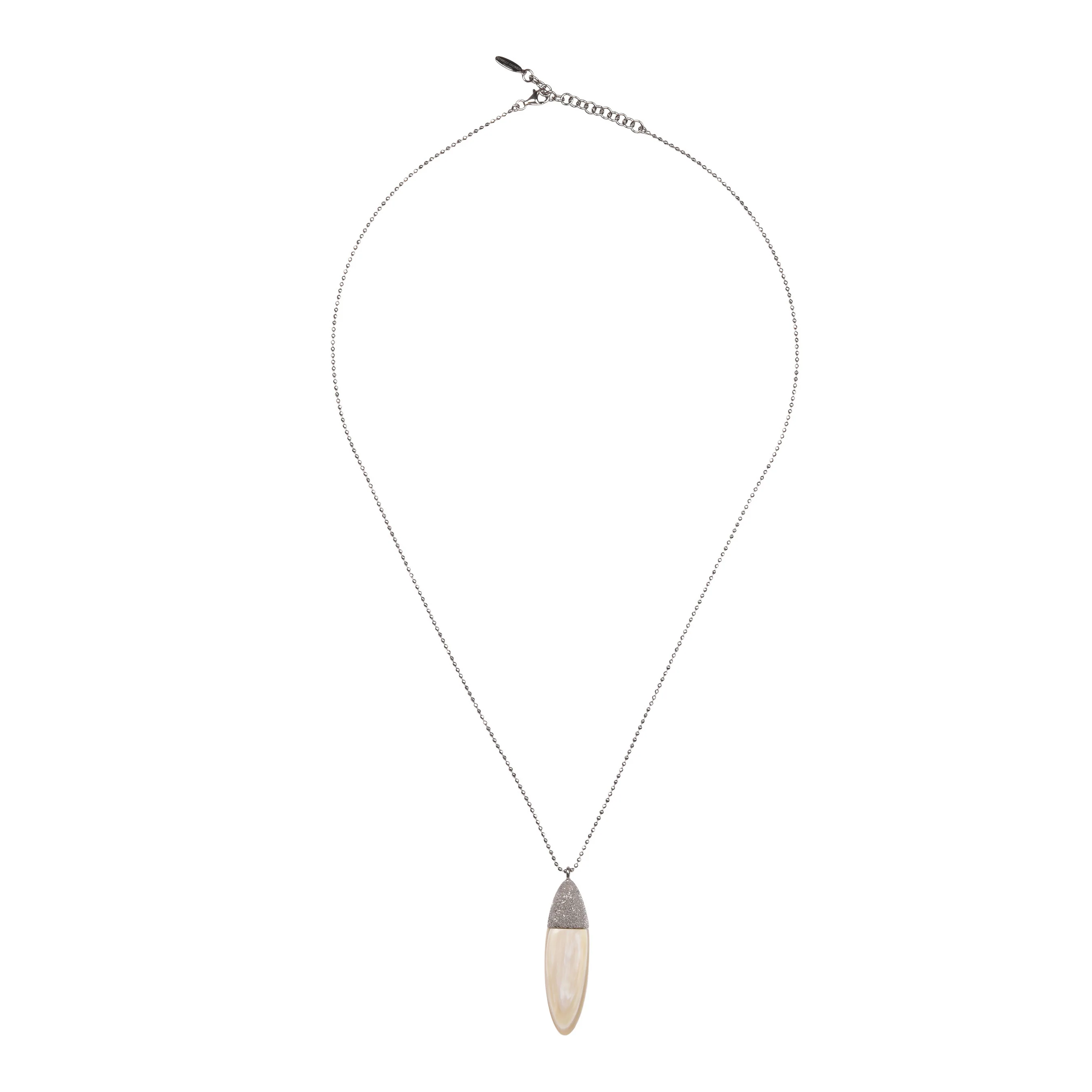 BRUNELLO CUCINELLI WOMEN'S STERLING SILVER NECKLACE W/ NATURAL HORN PENDANT NEW