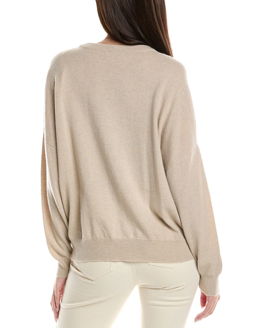 BRUNELLO CUCINELLI WOMEN'S BEIGE RIBBED KNIT SWEATER - Image 2