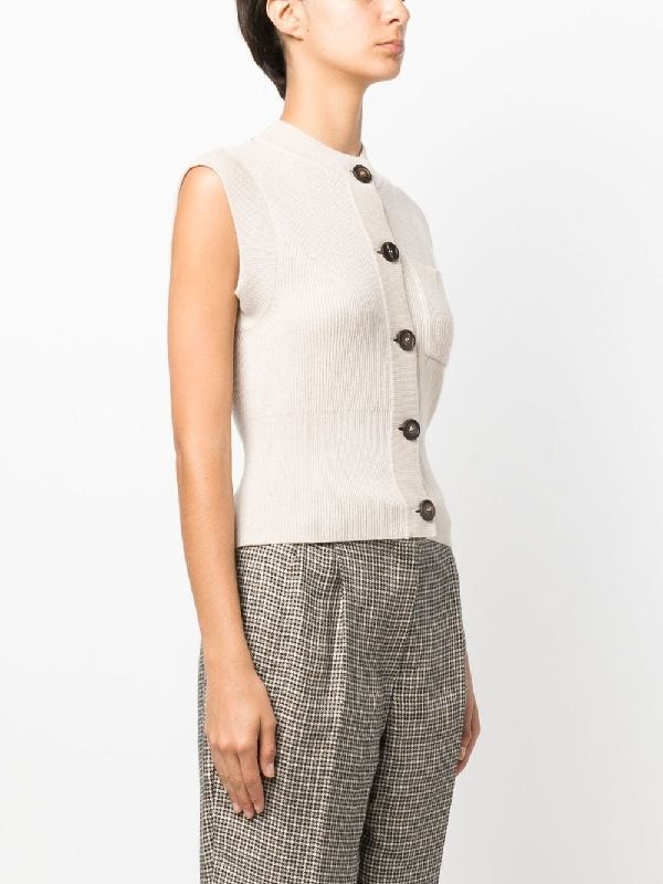 BRUNELLO CUCINELLI WOMEN'S BEIGE RIBBED KNIT CARDIGAN SWEATER - Image 3