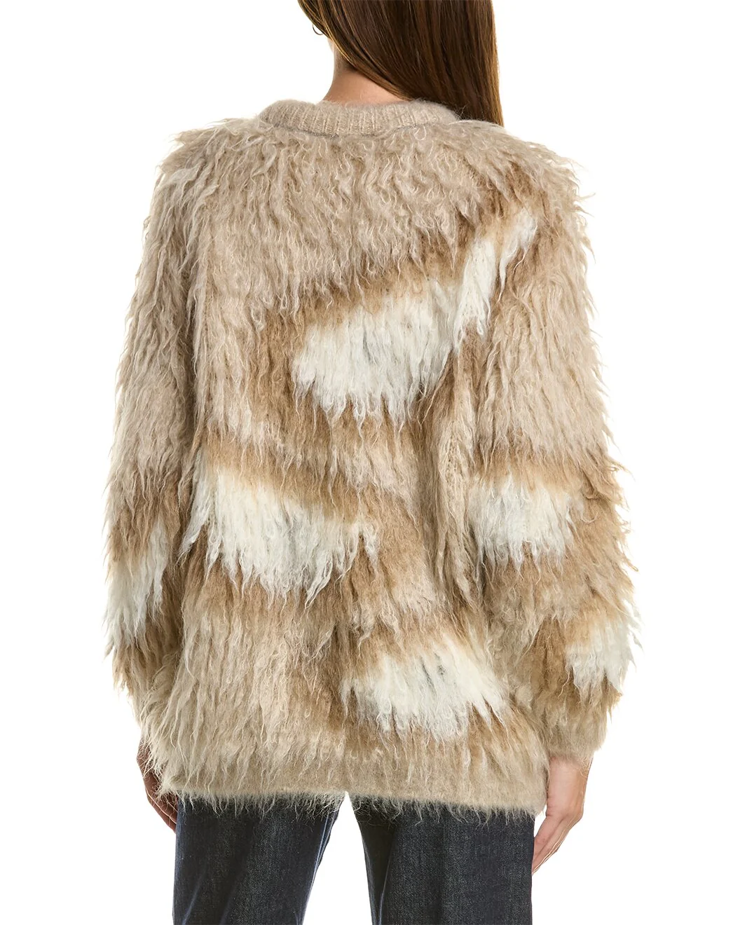 BRUNELLO CUCINELLI WOMEN'S BEIGE SHAGGY KNIT SWEATER - Image 2