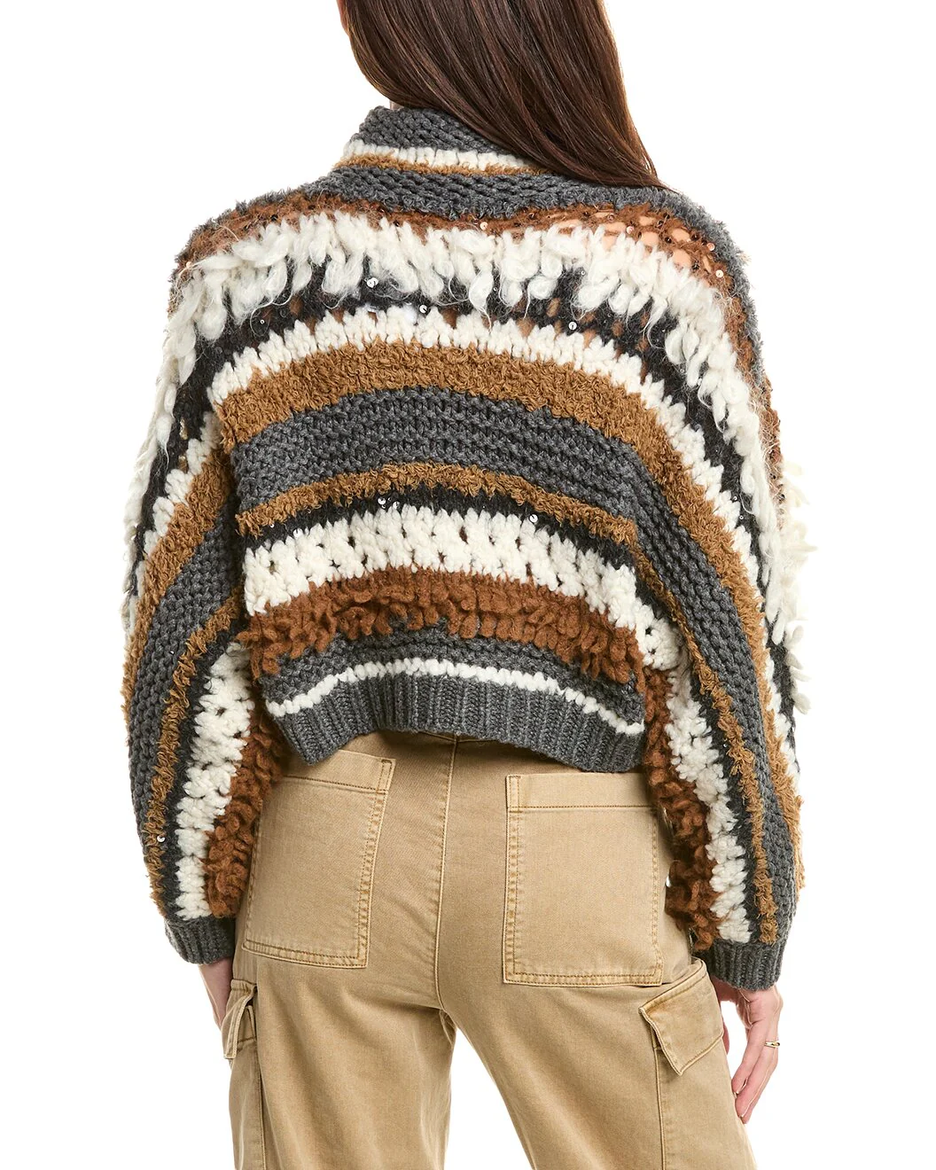 BRUNELLO CUCINELLI WOMEN'S LEAD CASHMERE STRIPED KNIT SWEATER - Image 2