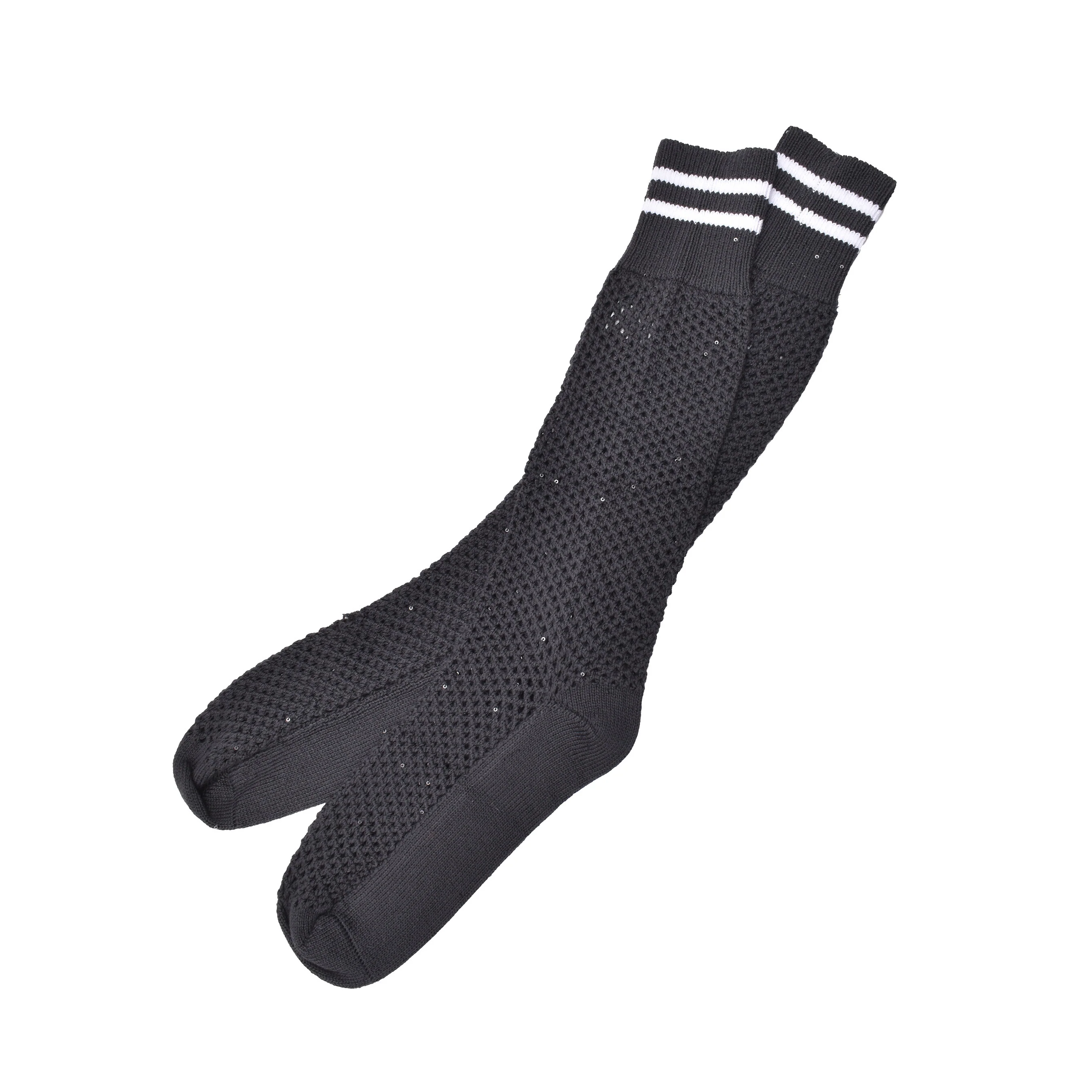 BRUNELLO CUCINELLI WOMEN'S TWO TONE HAND KNIT HIGH SOCKS