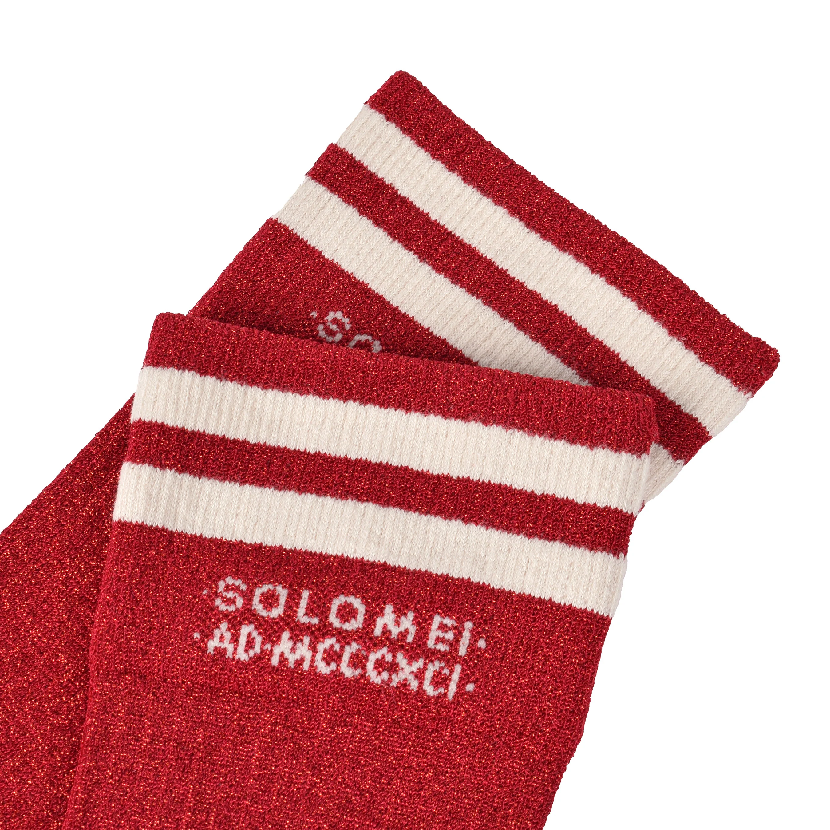 BRUNELLO CUCINELLI WOMEN'S RED TWO-TONE KNIT SOCKS - Image 2