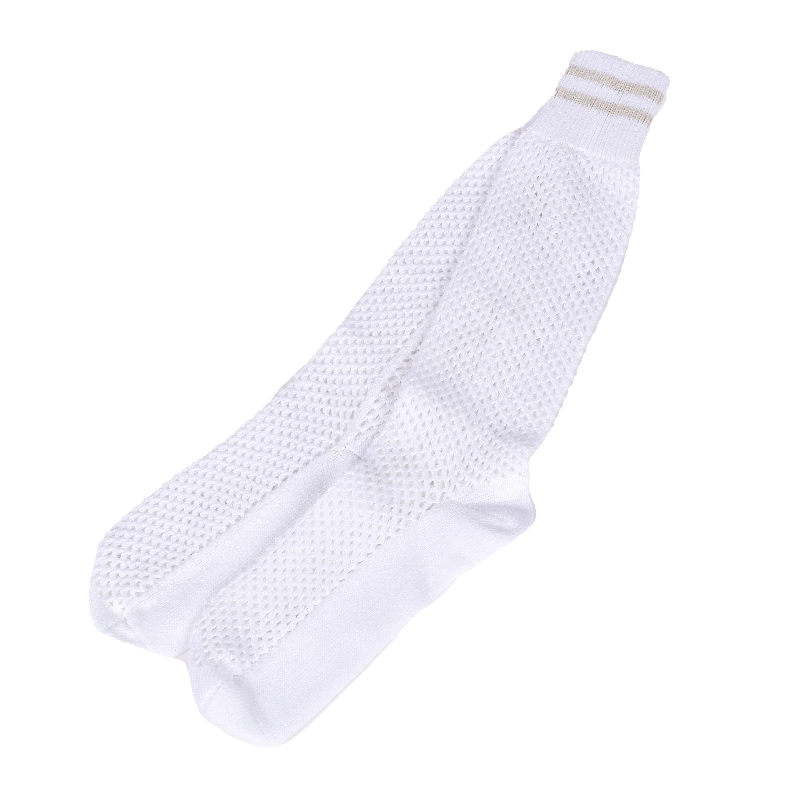 BRUNELLO CUCINELLI WOMEN'S WHITE HAND KNIT HIGH CALF SOCKS
