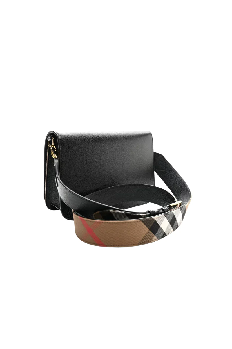 Burberry Derby Calfskin House Check Mackford Crossbody Bag Black - Image 2