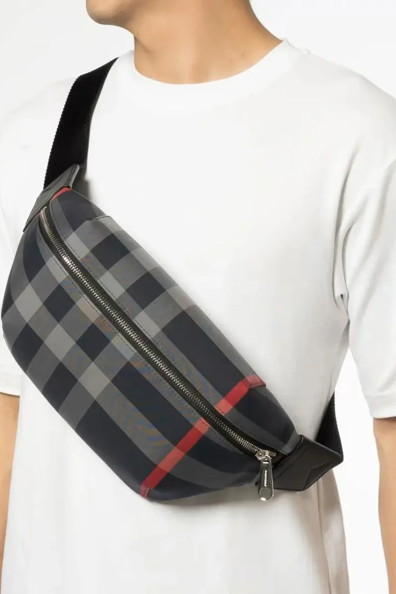 Burberry House Check Sonny Bum Bag Navy Grey - Image 3