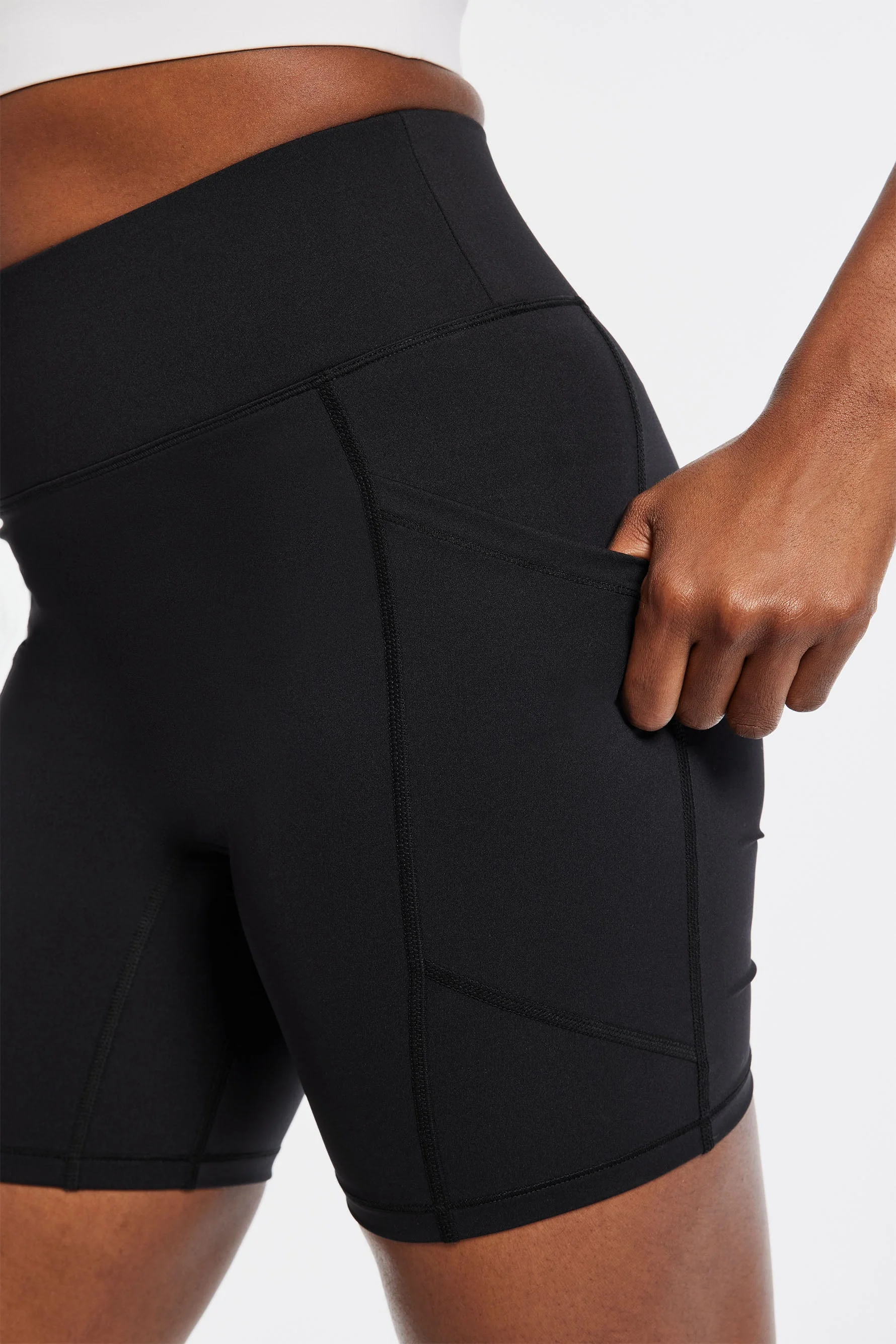 BANDIER Center Stage 6in Pocket Biker Short - Black BND10208 - Image 3