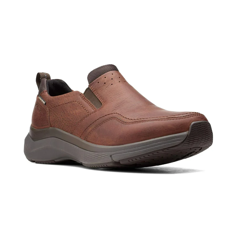 Mens | Clarks Waterproof Slip-On Leather Shoe Brown - Image 2