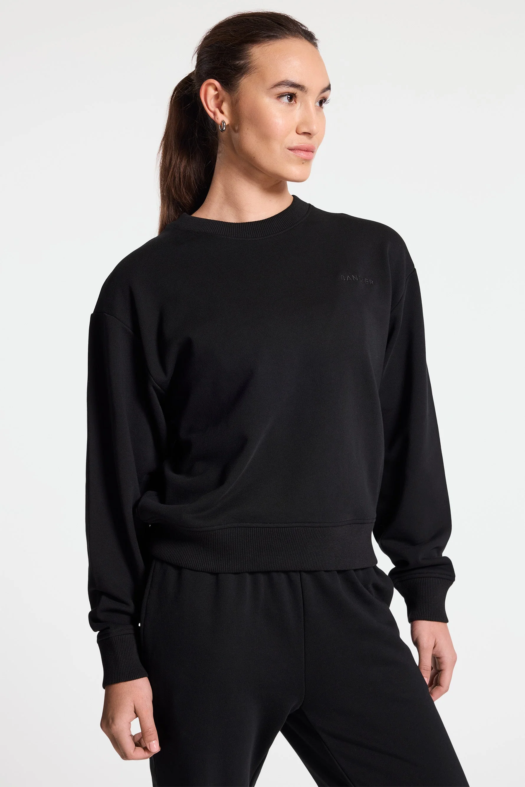 BANDIER Classic Logo Terry Crewneck Sweatshirt - Black - Image 5