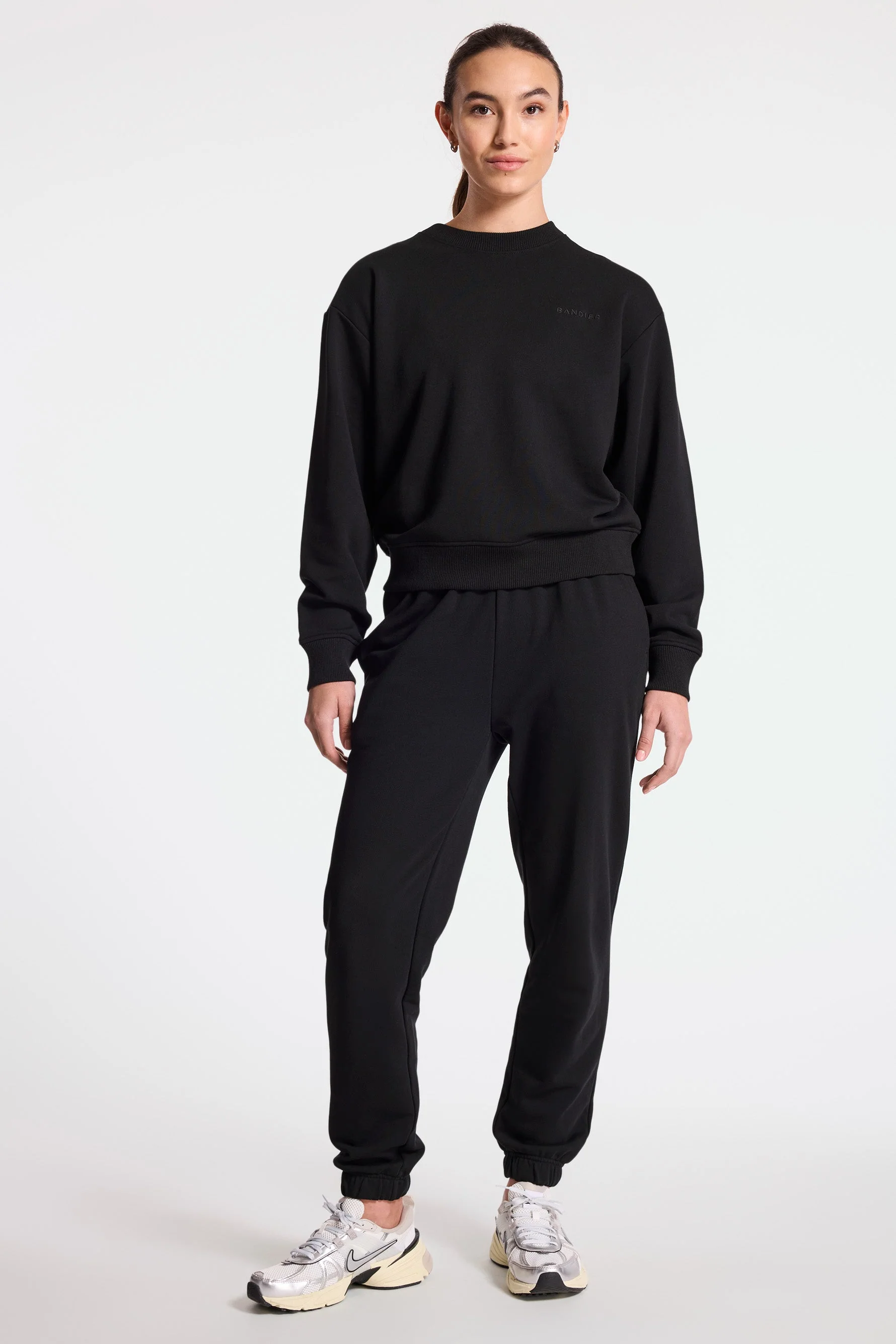 BANDIER Classic Logo Terry Crewneck Sweatshirt - Black - Image 6