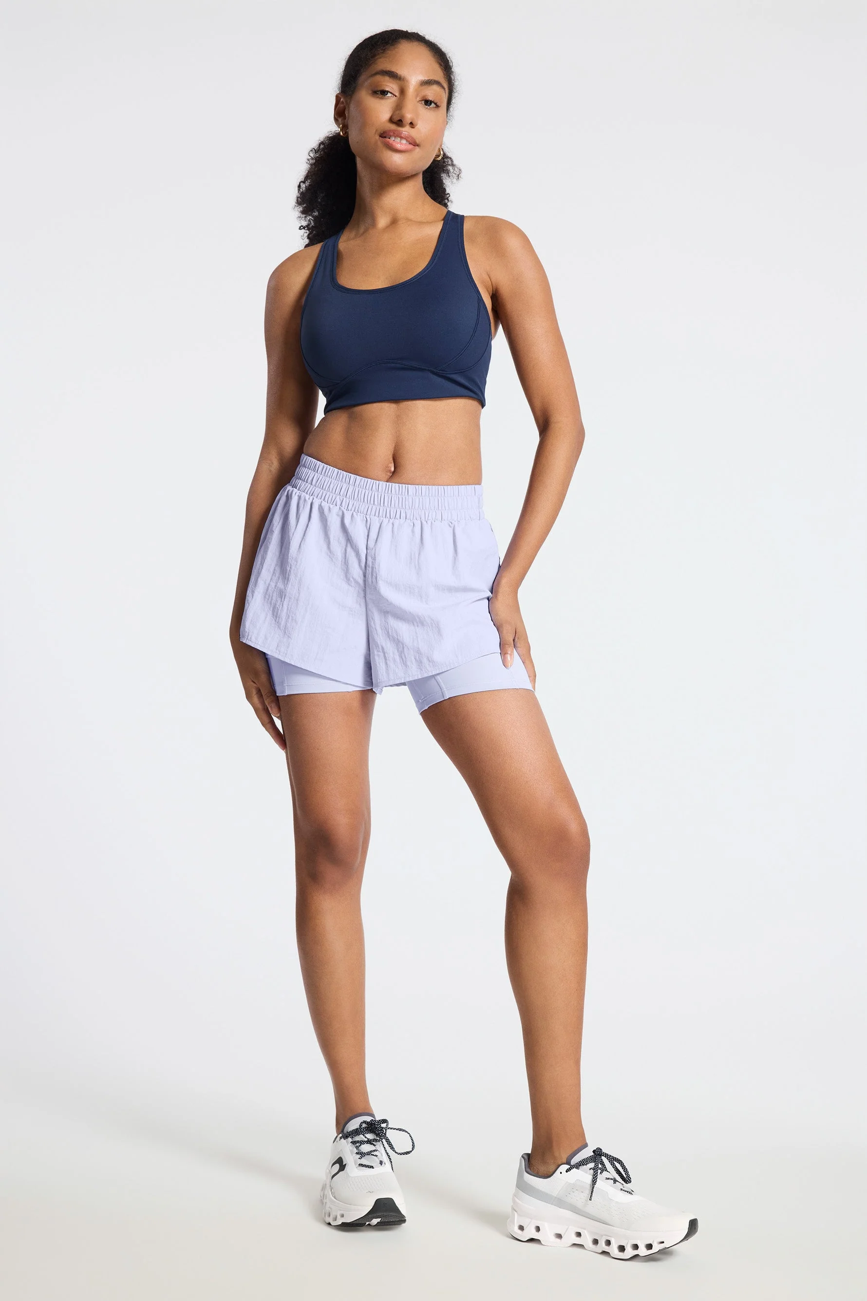 BANDIER Contrast Run Short - Baby Lavender/navy Blazer - Image 11