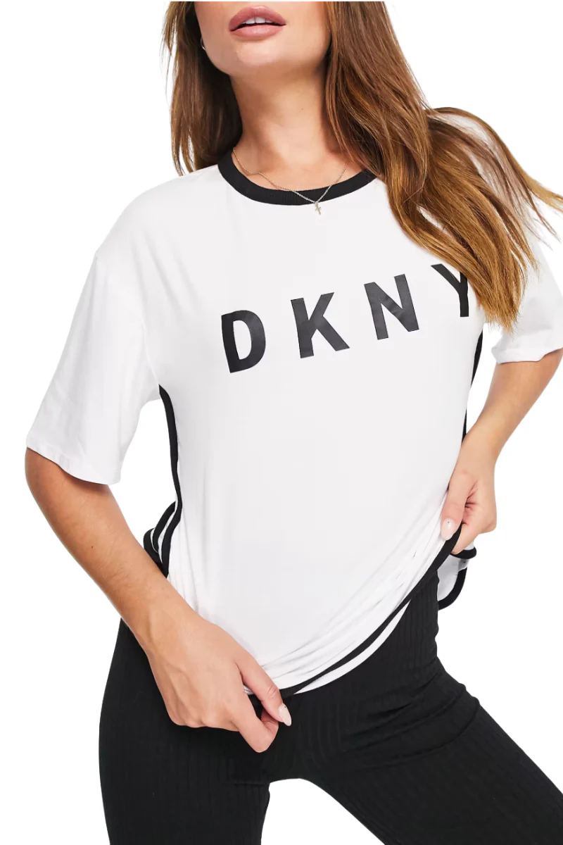 DKNY Printed stretch-jersey Logo T-Shirt White - Image 2