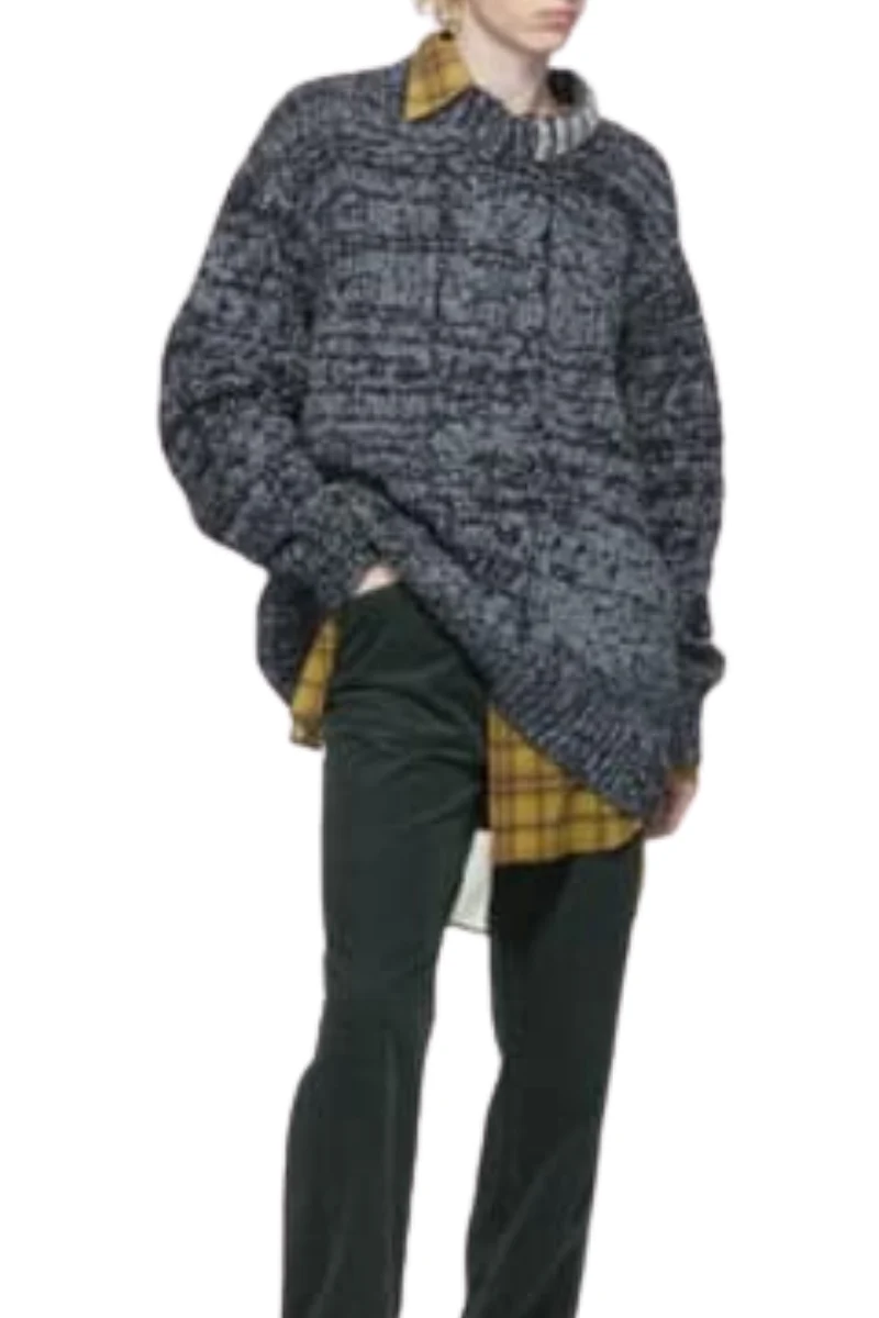 Dries Van Noten Wool-Blend Knit Sweater_Grey - Image 2