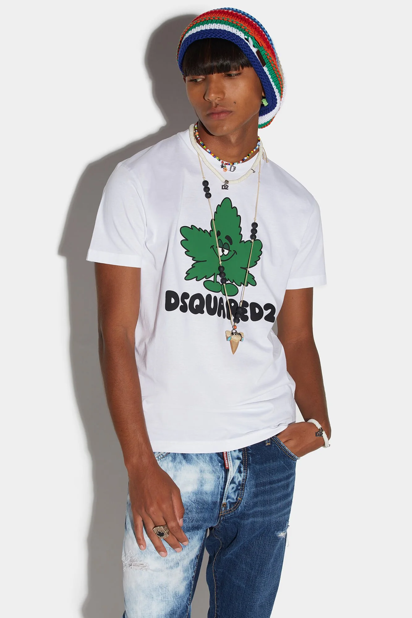 DSQUARED2 MEN'S WHITE GRAPHIC PRINT T-SHIRT