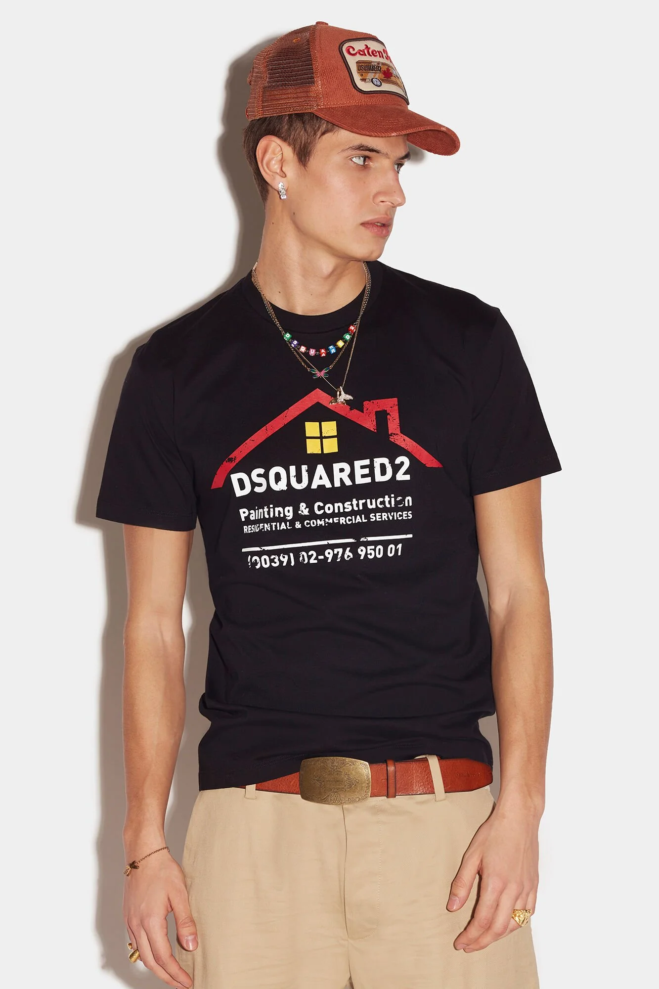 DSQUARED2 MEN'S BLACK GRAPHIC PRINT T-SHIRT