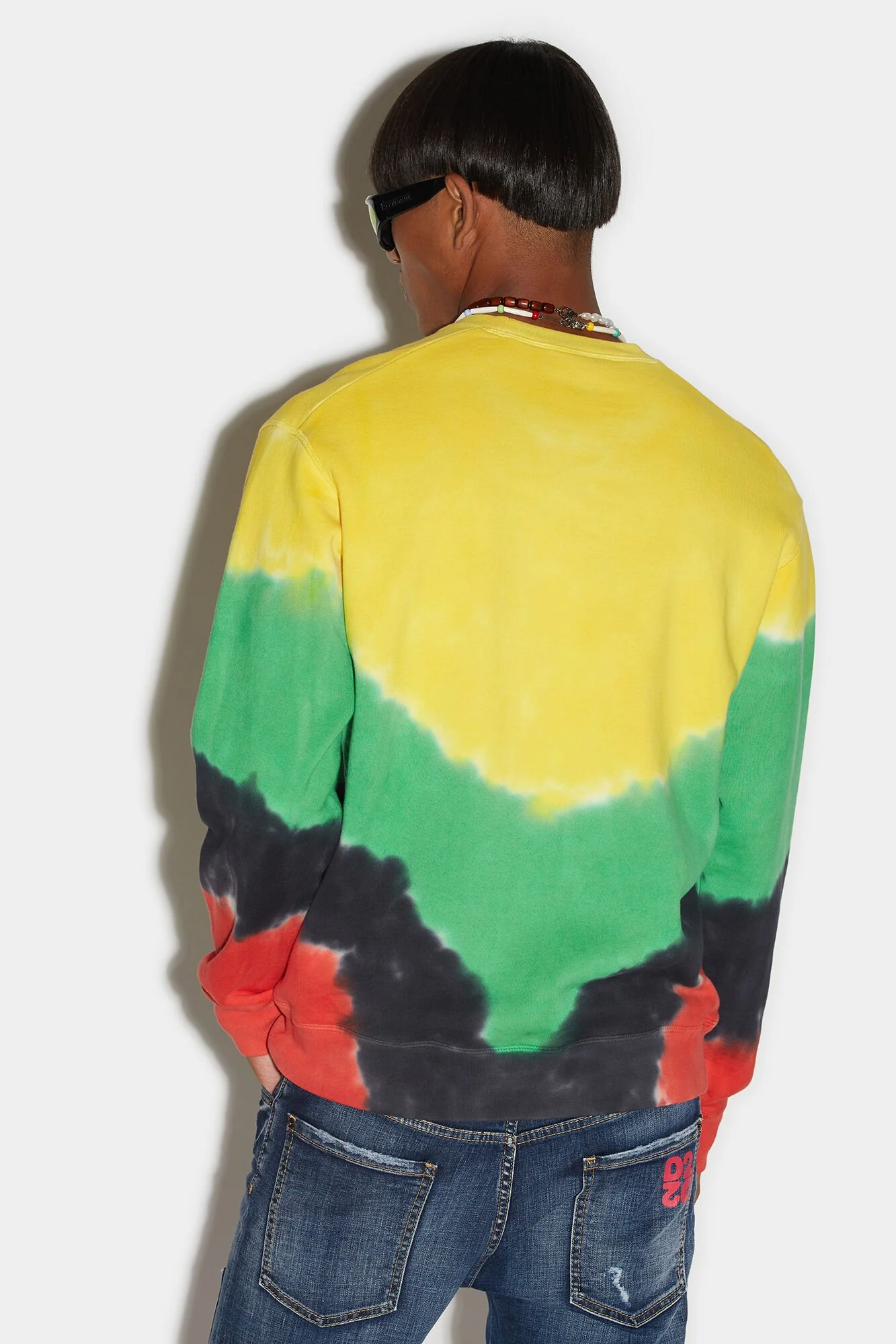 DSQUARED2 MEN'S YELLOW GREEN TIE-DYE SWEATSHIRT - Image 2