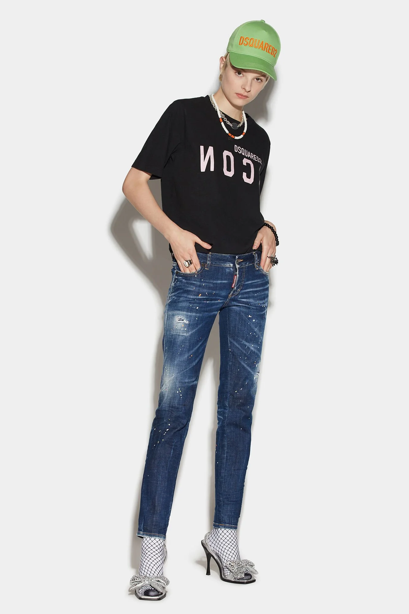 DSQUARED2 WOMEN'S NAVY DISTRESSED DENIM JEANS - Image 3