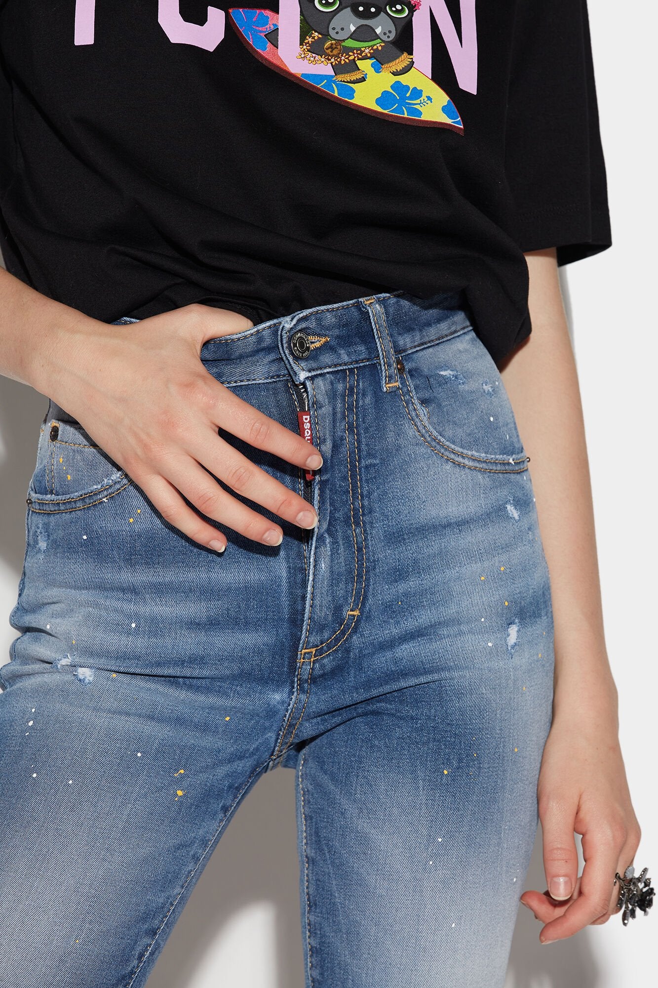 DSQUARED2 WOMEN'S BLUE DISTRESSED SKINNY JEANS - Image 3