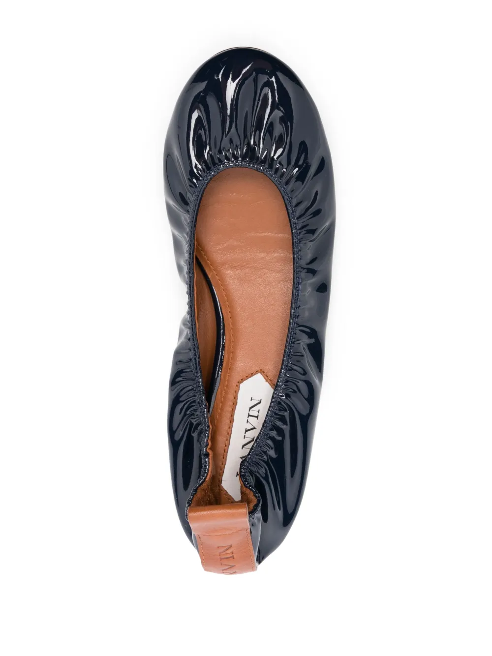 Lanvin Patent Leather Ballerina Flats in Navy Blue - Image 3