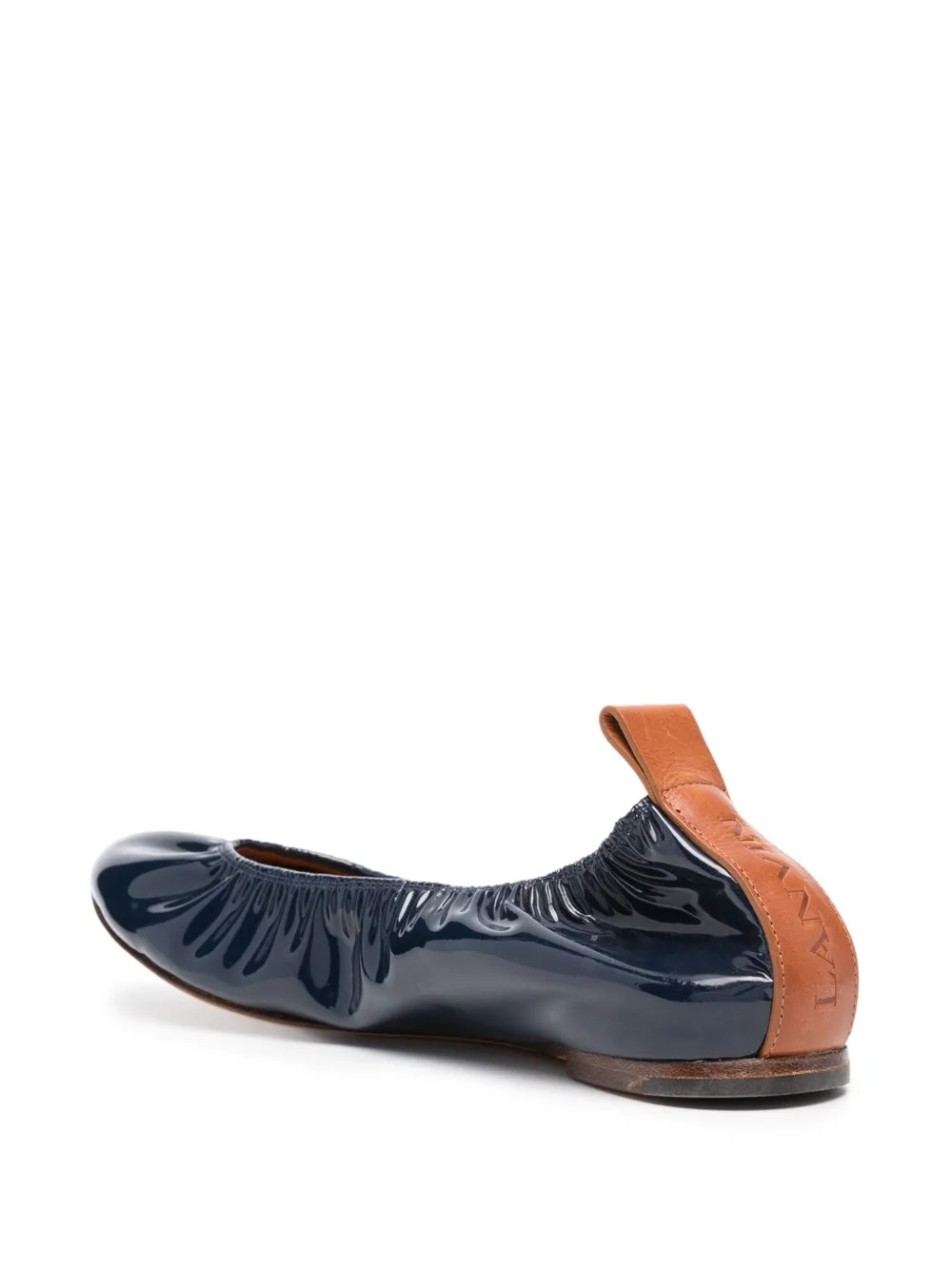 Lanvin Patent Leather Ballerina Flats in Navy Blue - Image 4