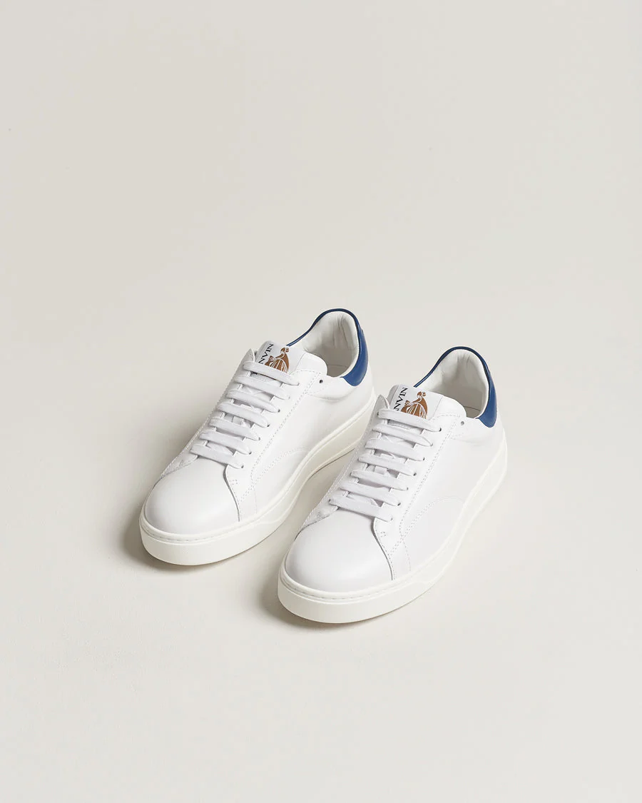 Lanvin DBB0 Leather Sneaker in White/ Dark Blue - Image 2