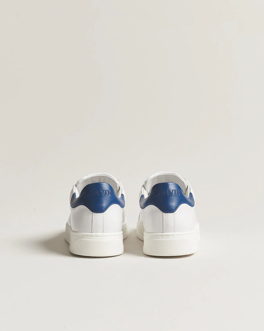Lanvin DBB0 Leather Sneaker in White/ Dark Blue - Image 4