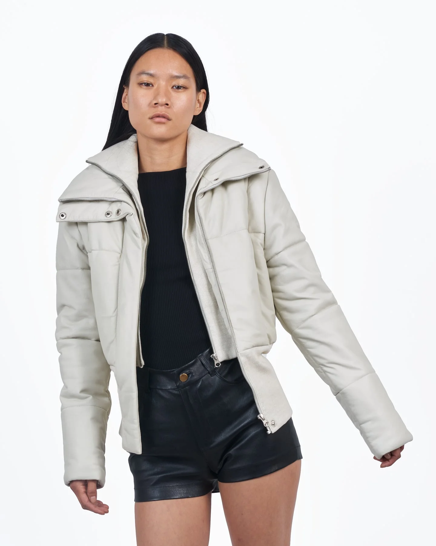 Giacca Lusso Puffer Jacket Off White - Image 4