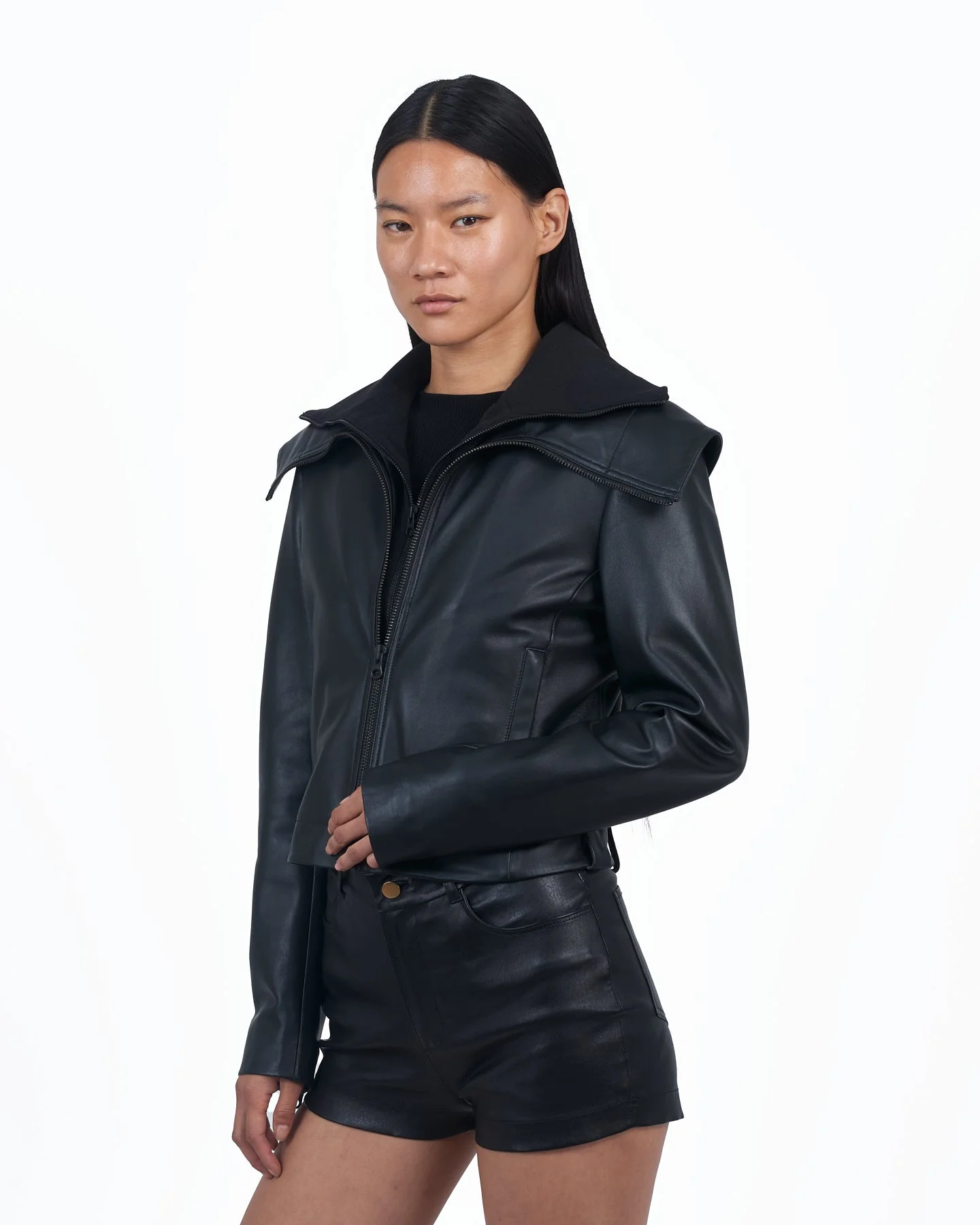Giacca Lusso Dramatic Collar Jacket Black - Image 3