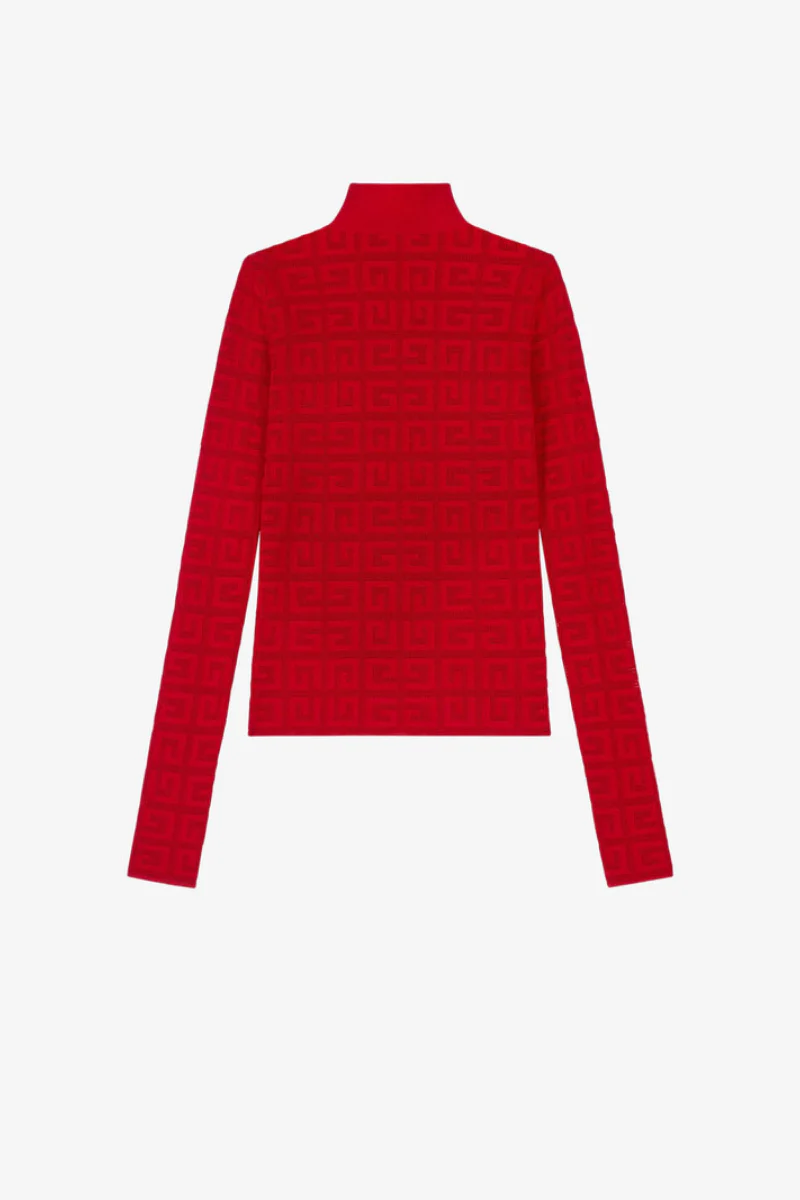Givenchy 16Gg Lace Monogram Stretch Sweater_Red