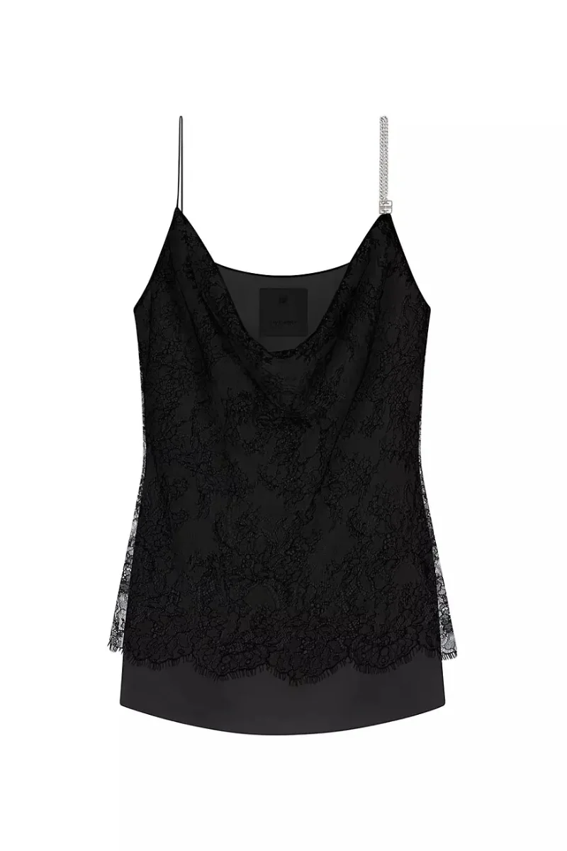Givenchy 4G Chain Lace Top_Black