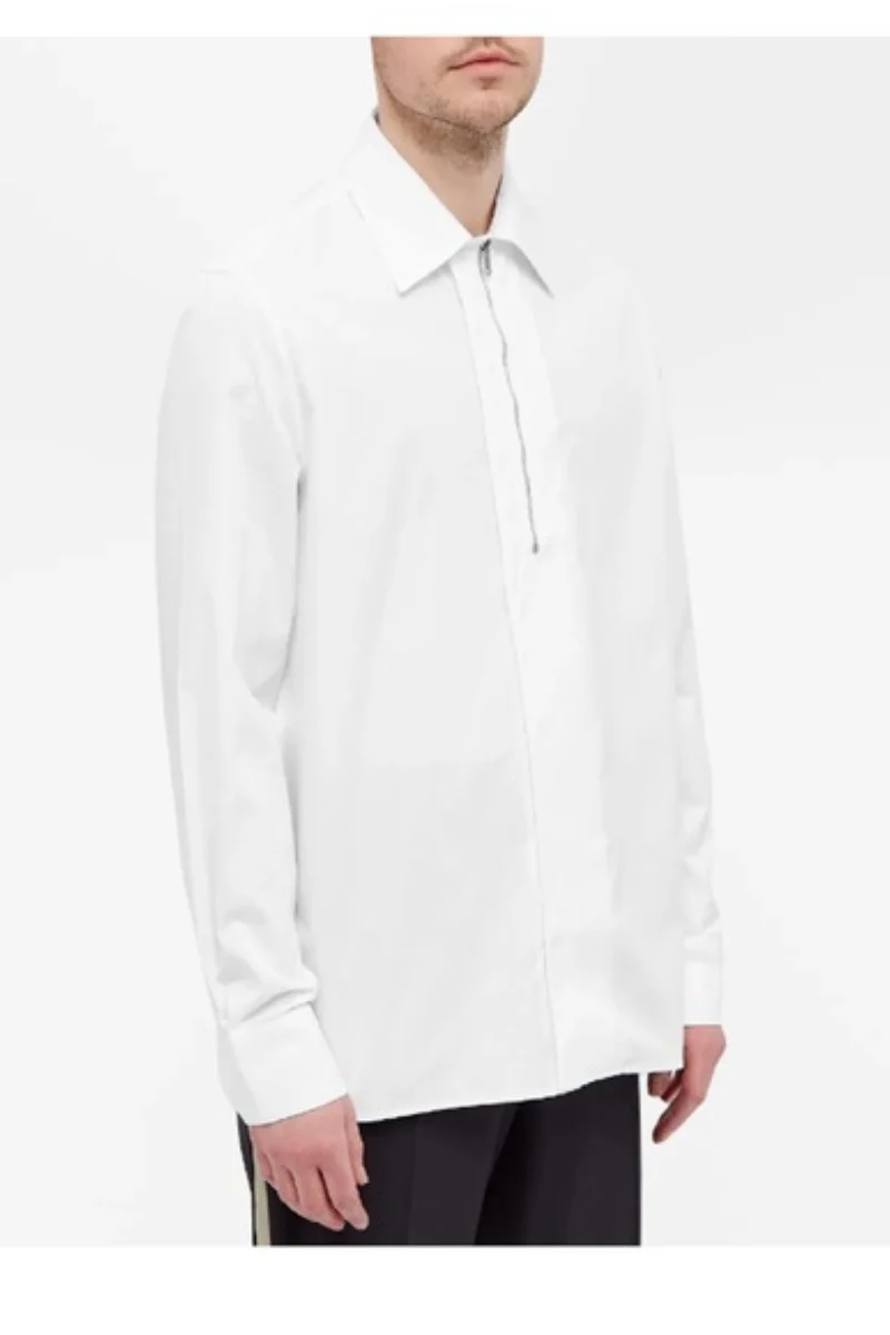 Givenchy Classic Fit Half Zip Shirt In White
