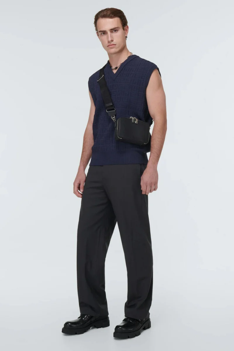 Givenchy Crop V Neck Vest-Medium Grey - Image 2