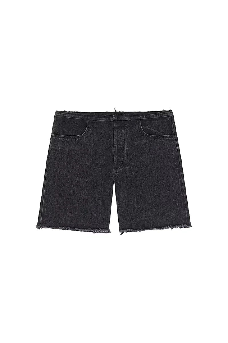 Givenchy Cutted Belt Low Rise Denim Shorts-Black