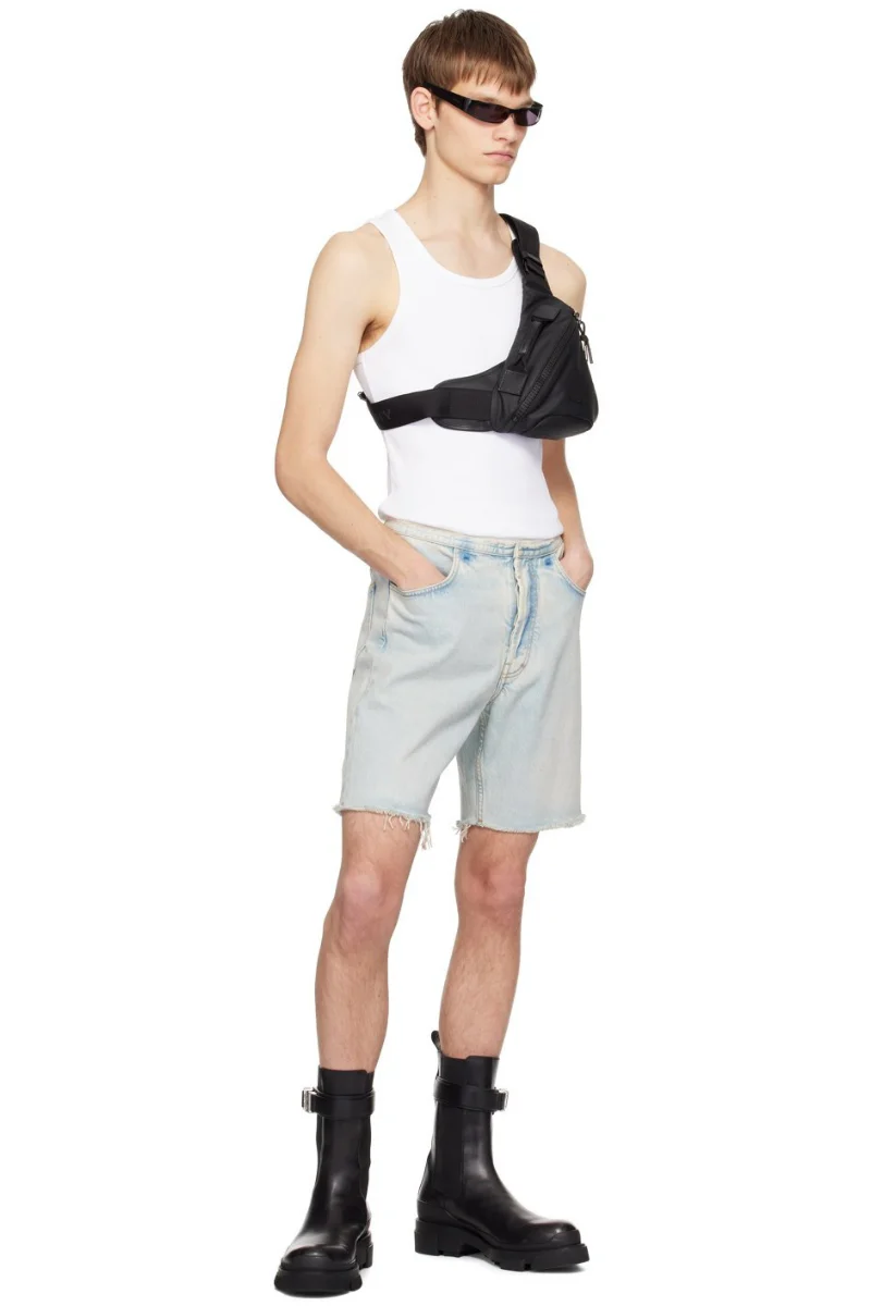 Givenchy Cutted Belt Low Rise Denim Shorts_Pale Blue - Image 2