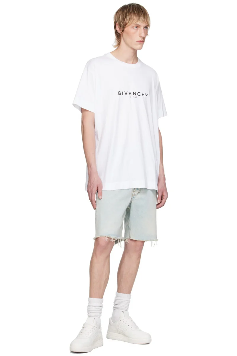 Givenchy Cutted Belt Low Rise Denim Shorts_Pale Blue - Image 3