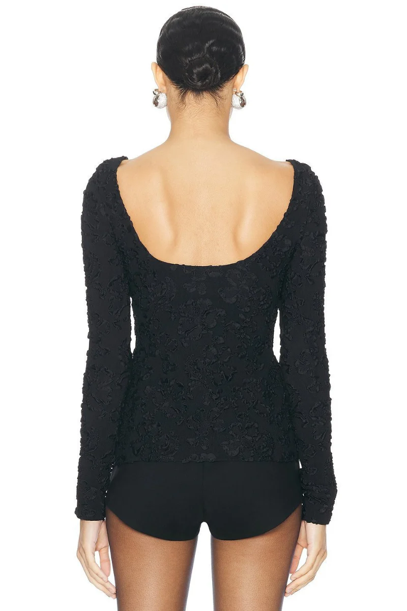 Givenchy Deep Round Neck Long Sleeve T-Shirt_Black - Image 2
