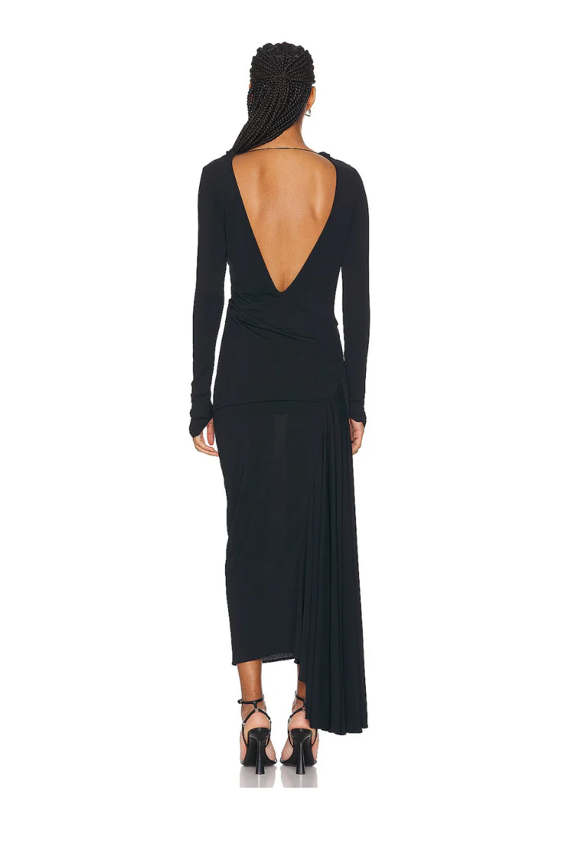 Givenchy Draped Asimetrical Dress_Black - Image 2