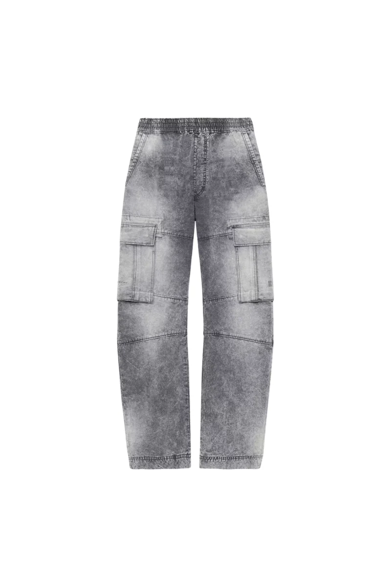 Givenchy Elasticated Arched Cargo Denim Pants-Grey/White