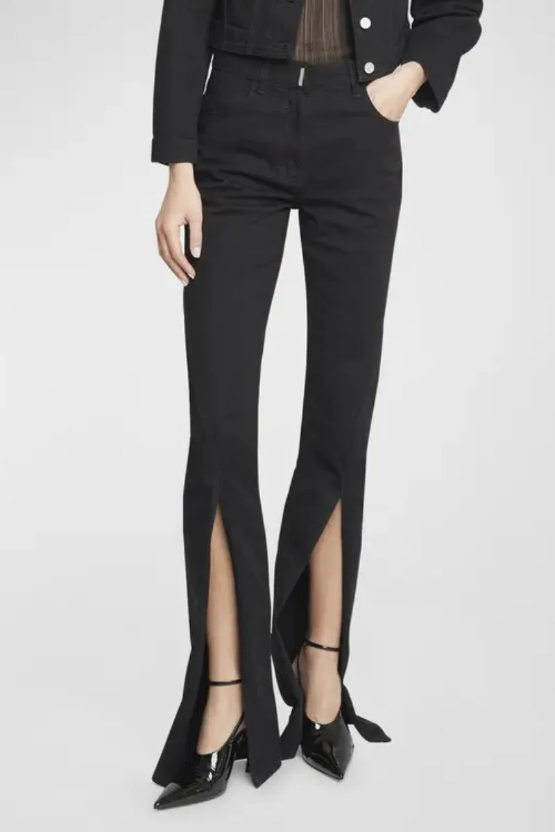 Givenchy Flared Side Open Pants-Black